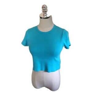 Donni. Size XXS Cropped Top Blue Short Sleeve Women’s T-Shirt New NWT